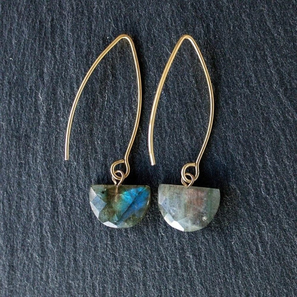 Labradorite Minimalist Dangle Earring Unique Labradorite Threader Earrings Gift